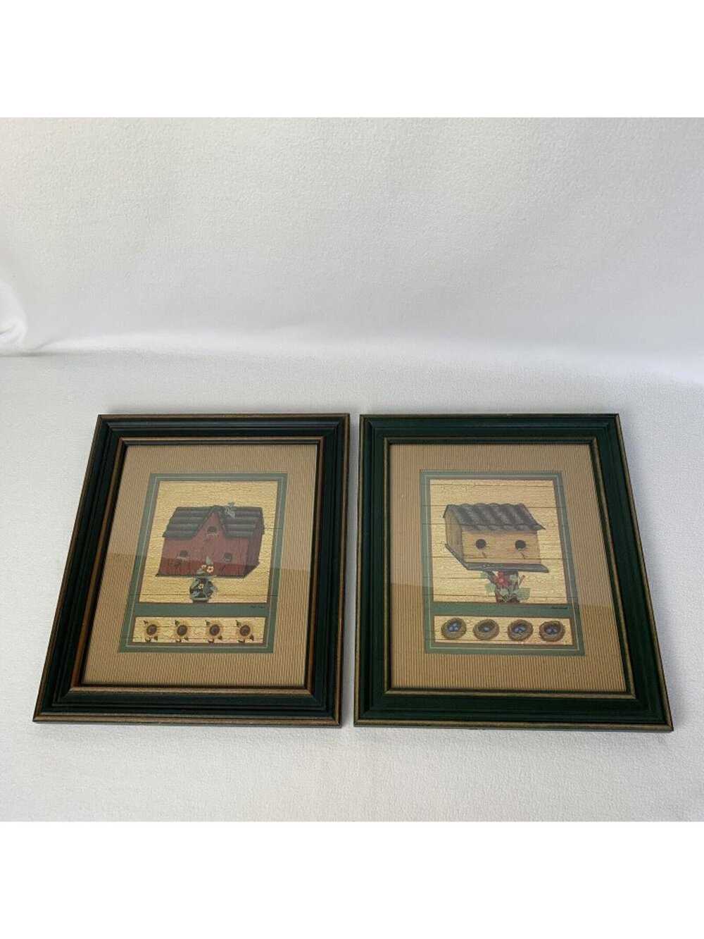 Susan Clickner Framed Art Prints Birdhouses Flowers 14.5” by 12.5” Set Of Two